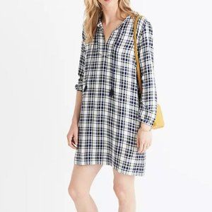 Madewell Blue Plaid Artiste Tunic Midi Dress